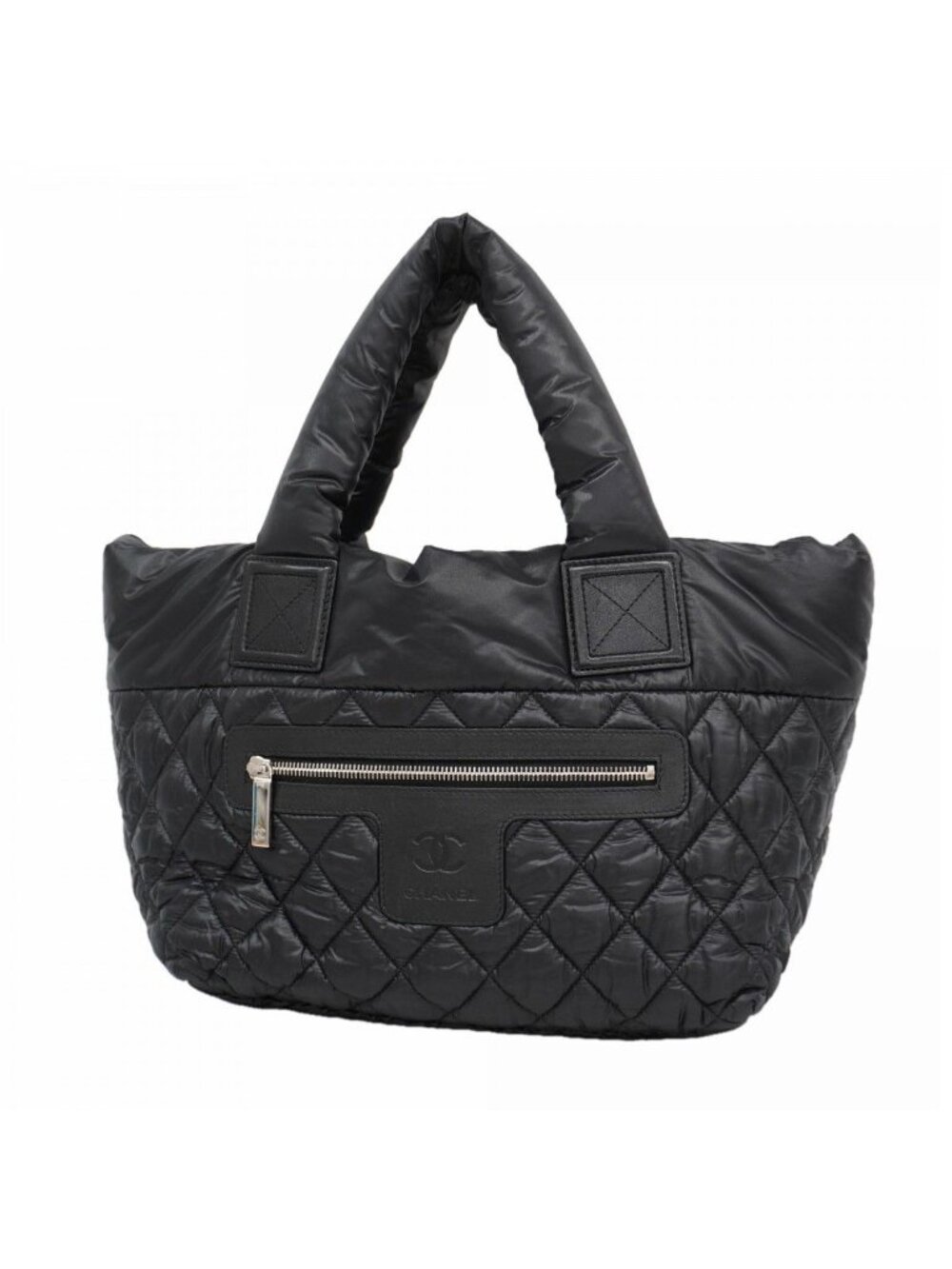 Chanel Tote Coco Cocoon Nylon Black Silver